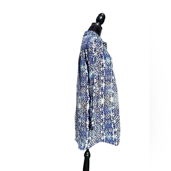 BeachLunchLounge Blue Print Viscose Tunic Shirt Dress Size M coastal beach chic - Picture 5 of 7